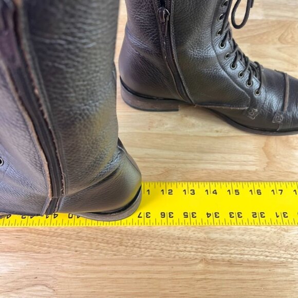 Charles David Regiment Zip & Lace Up Brown Military Combat Leather Boots Italy - Picture 13 of 15